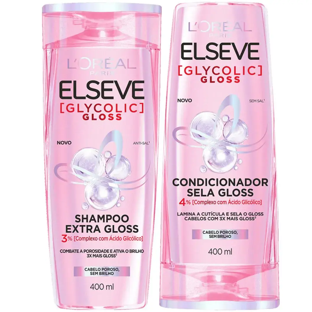 kit_glycolic_gloss_elseve_shampoo_e_condicionador_400ml_3447_1_eead3abd338b58de604fbd175589099c Loreal Paris Elseve - Kit Glycolic Gloss Shampoo e Condicionador 200ml - Imagem 1