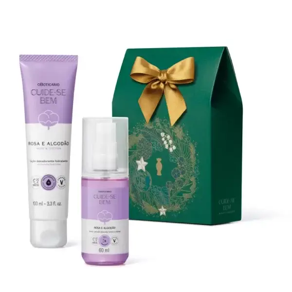 O Boticario - Mini Kit Presente Natal Cuide-se Bem Rosa E Algodão 60ml Cada