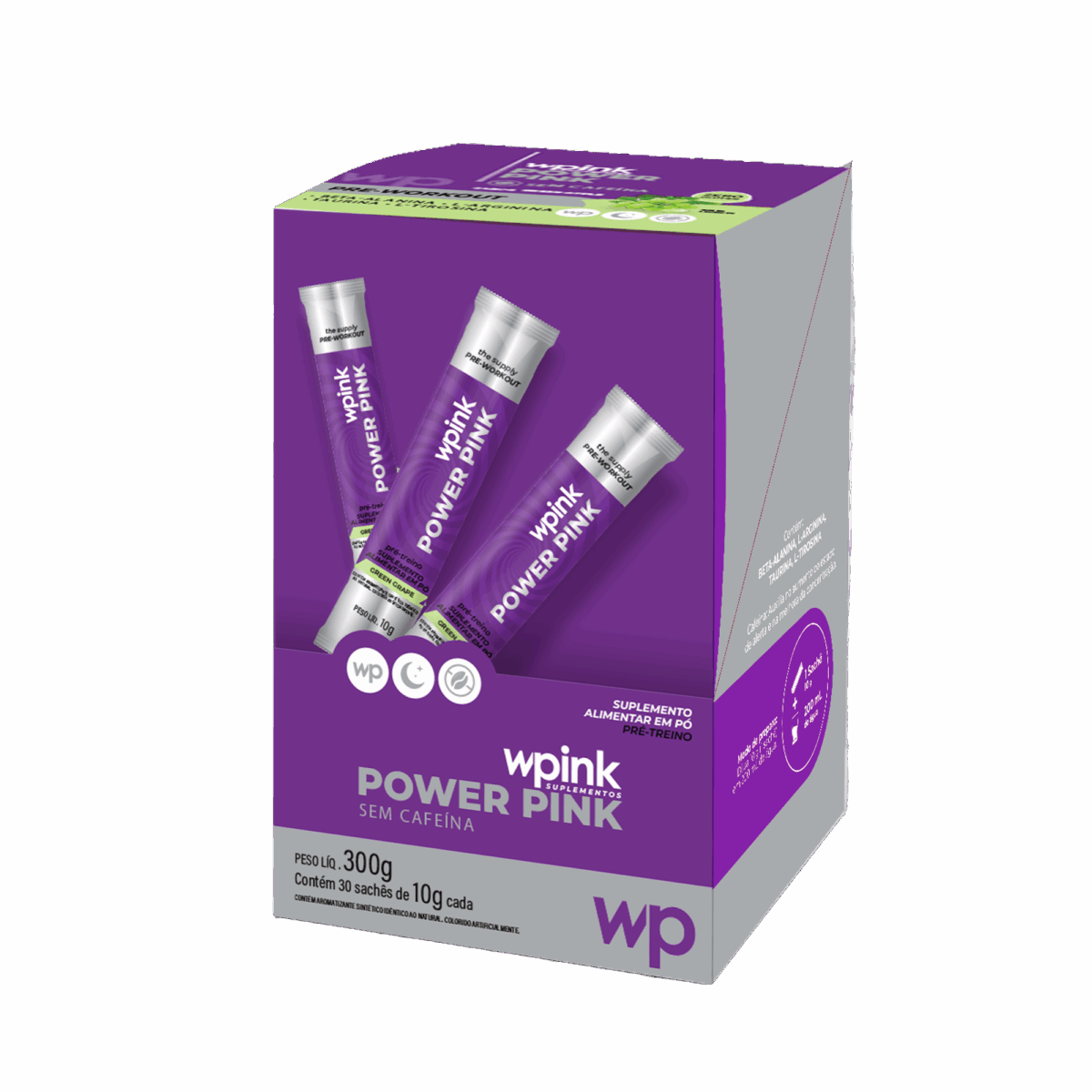 Wpink - Power Pink Sem Cafeína de Uva verde Pré-treino 300g - Imagem 1