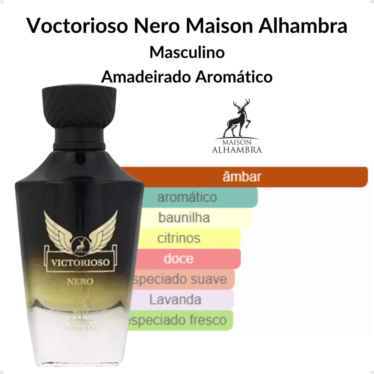Maison Alhambra - Victorioso Nero Eau De Parfum Perfume Árabe Masculino 100ml - Imagem 2